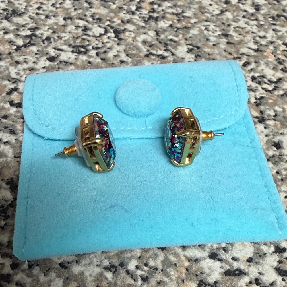 Kate Spade Multicolor Glitter Square Stud Earrings - Picture 5 of 6